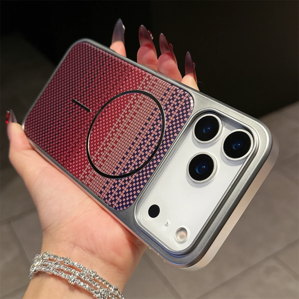 (vermelho, Iphone 16 Pro Max) Capa Com Acabamento Galvanizado – Resistente A Impactos, Magnética, Compatível Com Carregamento Sem Fio