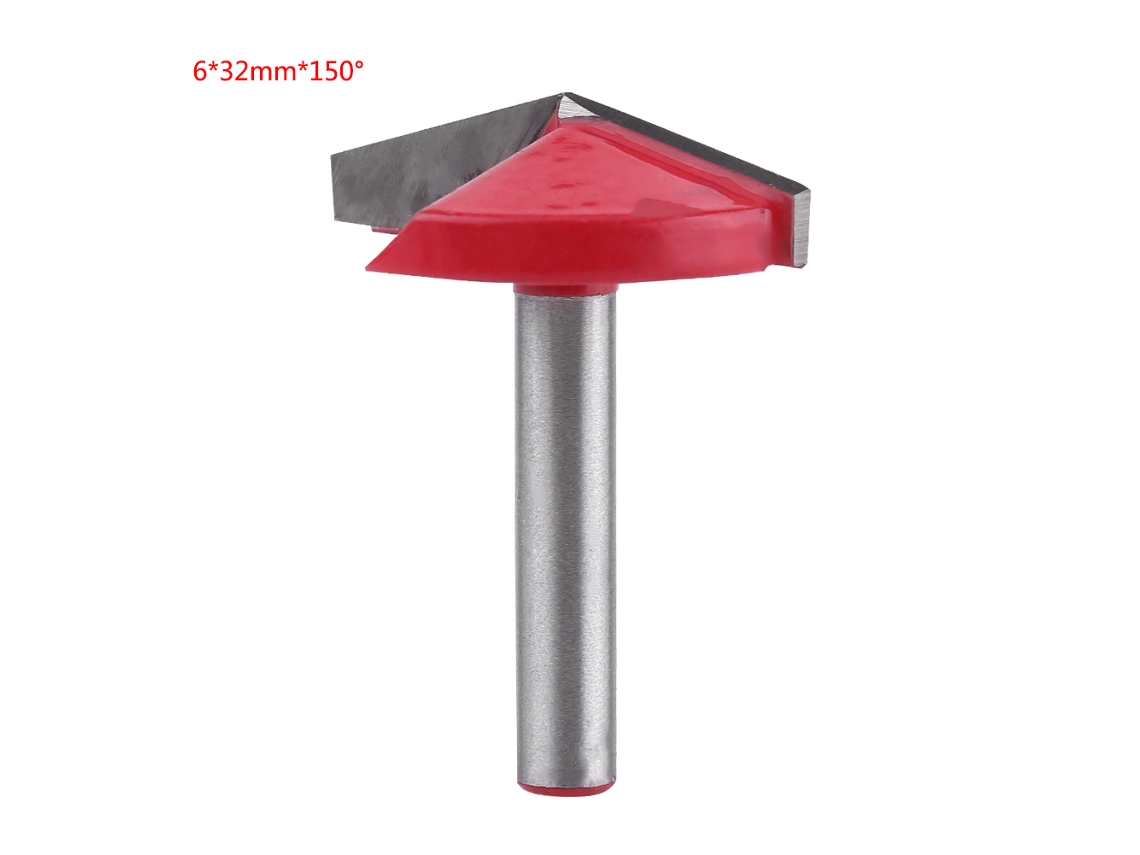 Broca Cnc De Carpintaria Em Aço De Tungstênio Com Ranura Em V 6mm Eixo 6*32mm*150°
