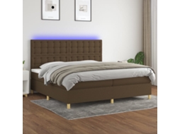 Vidaxl Cama Box Spring C/ Colchão/led 200x200cm Tecido Castanho-escuro