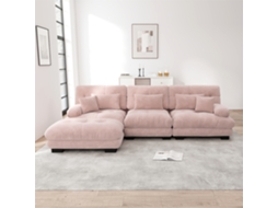 Sofá Modular Cloud Em L Rosa Com Ottoman E Assento Profundo