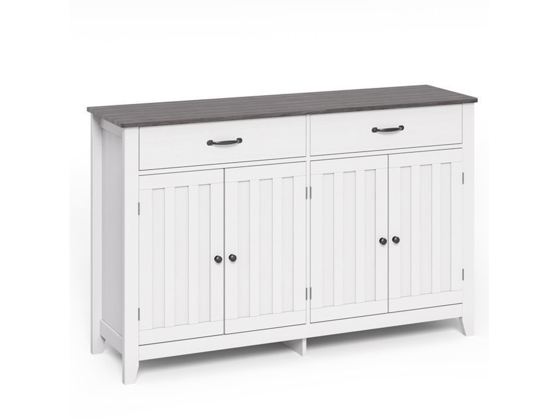 Buffet De Cozinha - Bealife - 4 Portas - 2 Gavetas - Prateleiras Ajustáveis - Sala - Cinza - 140x40x89cm