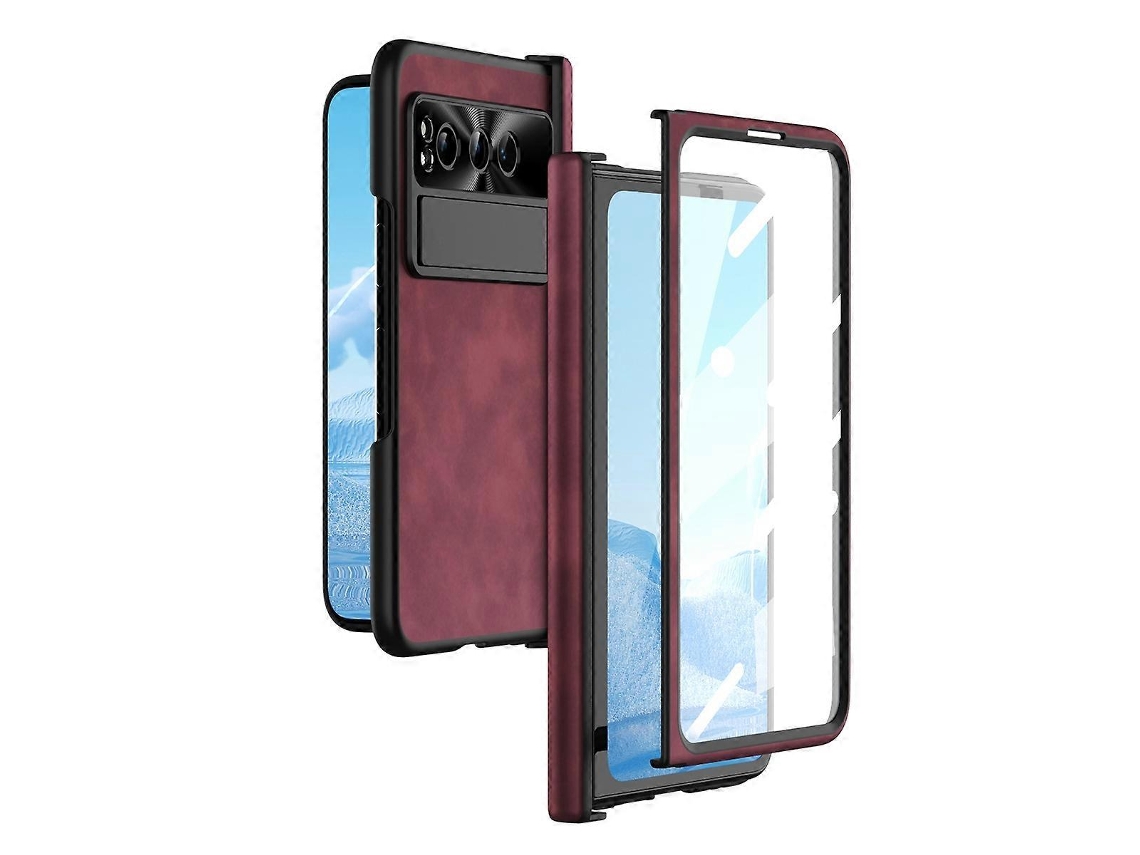 Capa De Celular Com Textura Napa Integrada E Dobradiça Para Google Pixel Fold