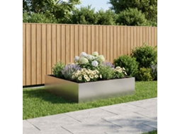 Vidaxl Vaso De Jardim Prateado 80 X 80 X 30 Cm Aço Inoxidável