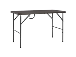 Vidaxl Mesa Jardim Dobrável 120x60x74cm Pead Castanho C/ Aspeto Vime