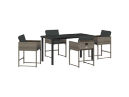 Conjunto 5 De Jantar Para Jardim Vidaxl Cinzento Vime Pe