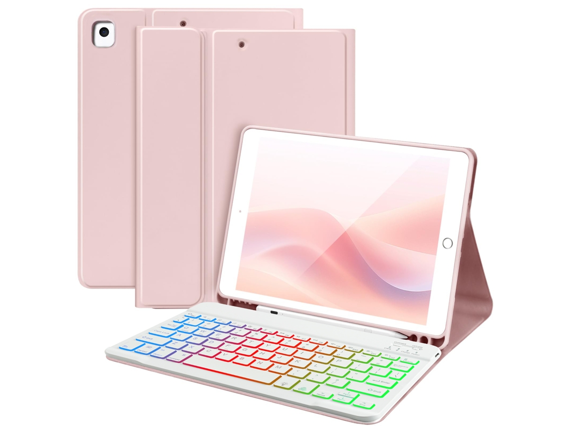Capa Com Teclado Para Ipad 5/6 Polegadas,teclado Retroiluminado Magnético (rosa) Cuich (9,7)