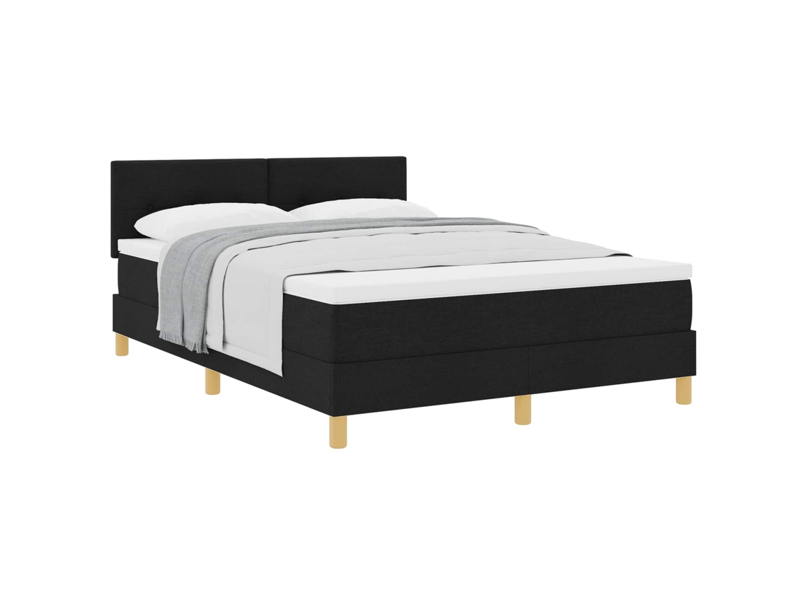Cama Box com Almofada e Cabeceira preta 140x190 cm