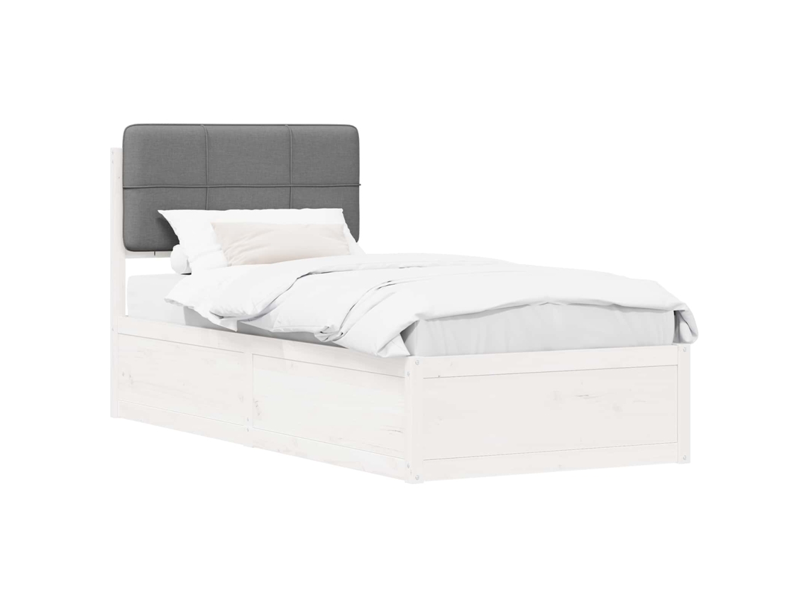 Estrutura de Cama com Cabeceira Estofada em Cinzento Claro MAISON EXCLUSIVE