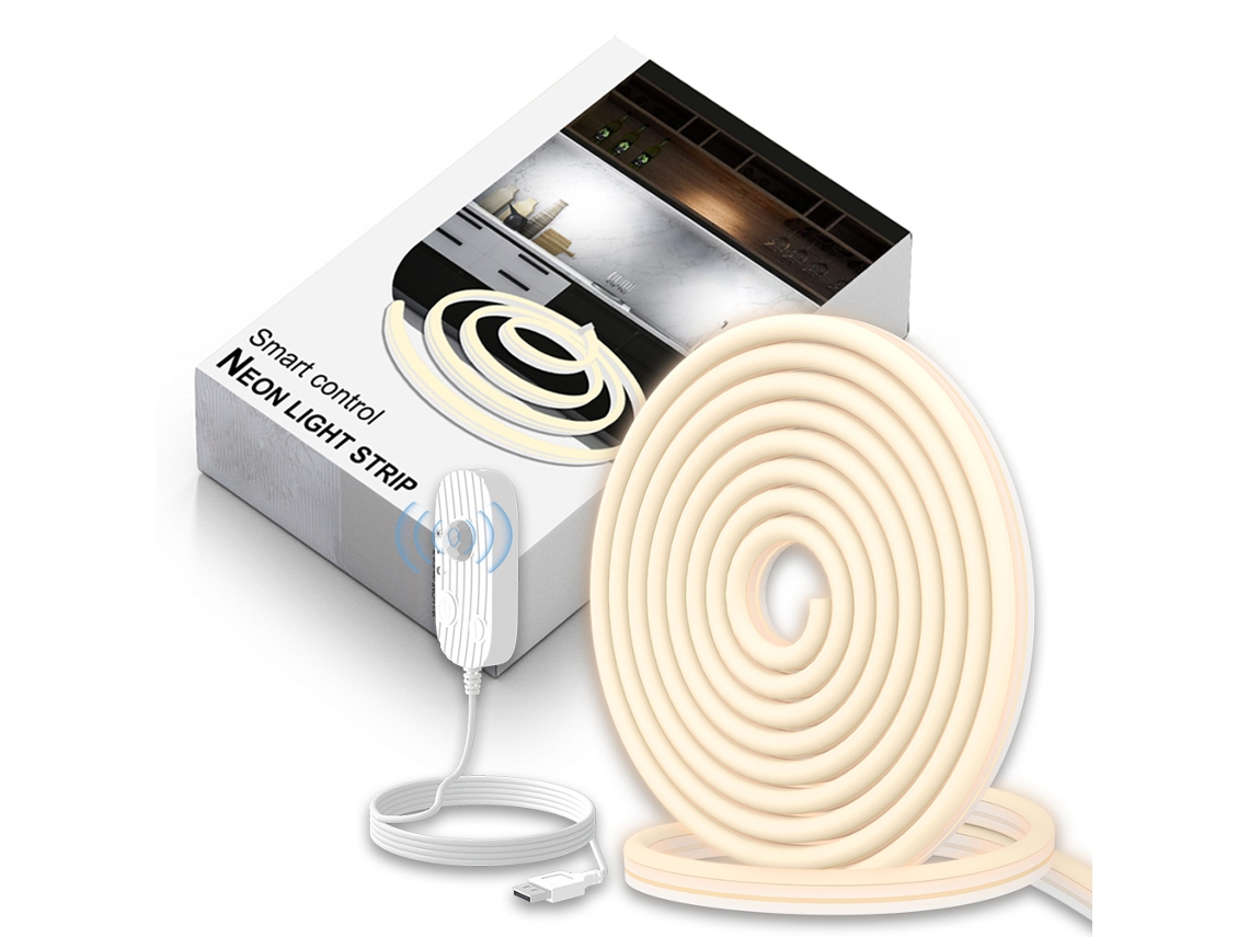 Fita Led Flexível com Sensor de Movimento, Luz Neon Inteligente para Guarda, Roupas, Armários, Adegas, Camas, Branco Quente BRILVIBERA