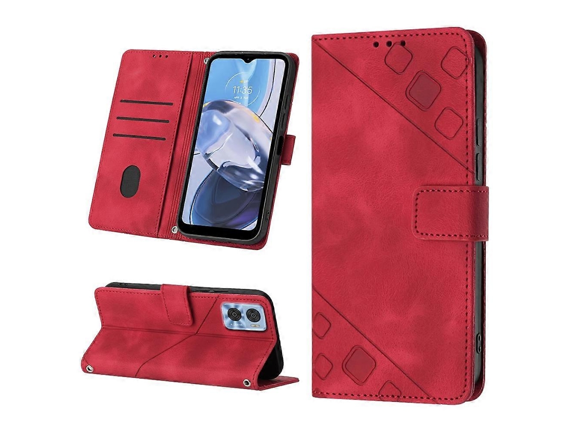 Capa De Couro Com Relevo Para Motorola Moto E22i 4g / E22 4g
