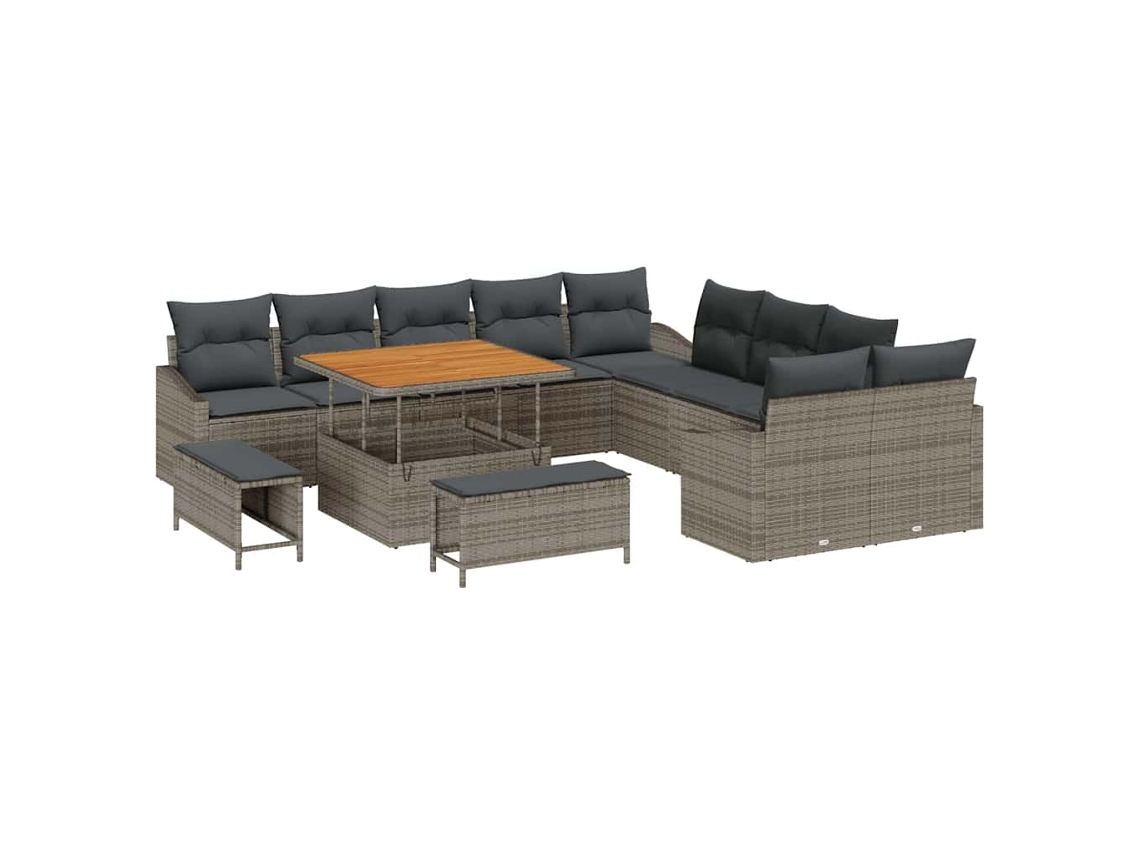 Maison Exclusive - Conjunto De Sofá De Jardim 13 Pcs Cinzeto Rattan Sintético