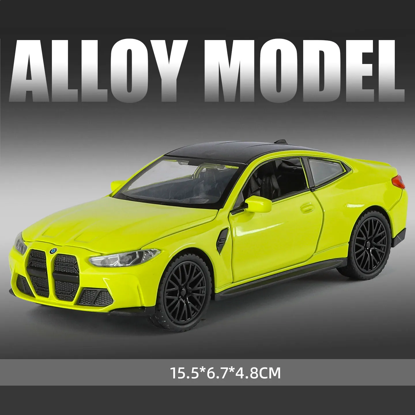(m4 Amarelo) Escala 1:32 - Miniatura De Carro Esportivo, Portas Que Abrem - Efeitos Sonoros E De Luz