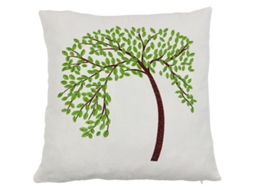1 Peça 45x45cm Capa De Almofada Com Padrão De Árvore Bordada Decoração De Sofá Cama Travesseiro Decorativo Verde