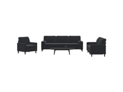 Vidaxl 3 Pcs Conjunto De Sofás Com Almofadões E Rolos Veludo Preto