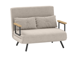 Sofá cama 3 em 1 veludo 102x73x81cm em branco creme com encosto ajustável e 2 almofadas | S/MARCA