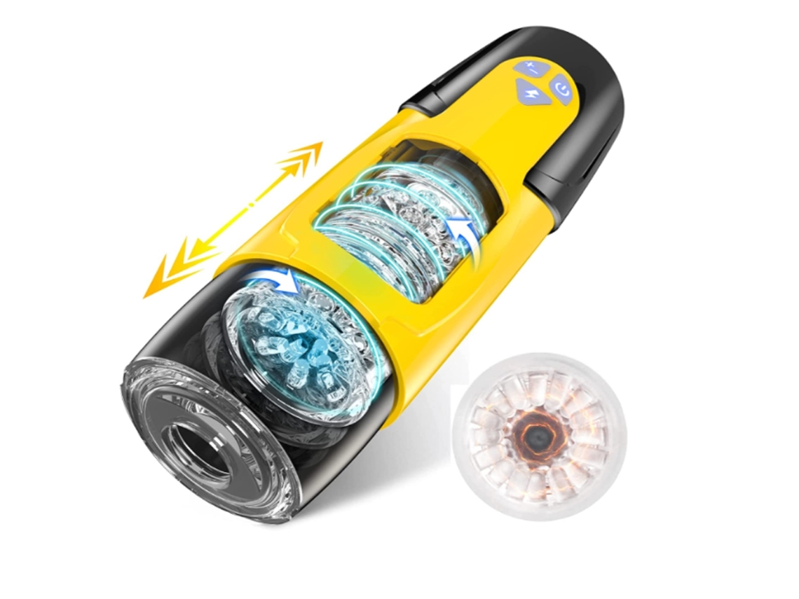 Masturbador Masculino Automático, Copo Masturbador Masculino com 7 Modos de Impulso e Rotação para Estimulação do Pênis, Amarelo
