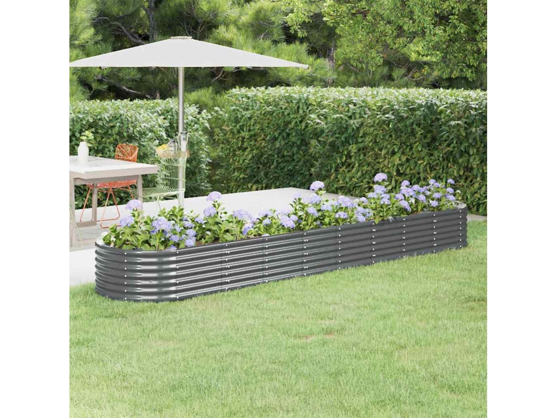 Vidaxl Canteiro Elevado Jardim 368x80x36 Aço Galvanizado Antracite