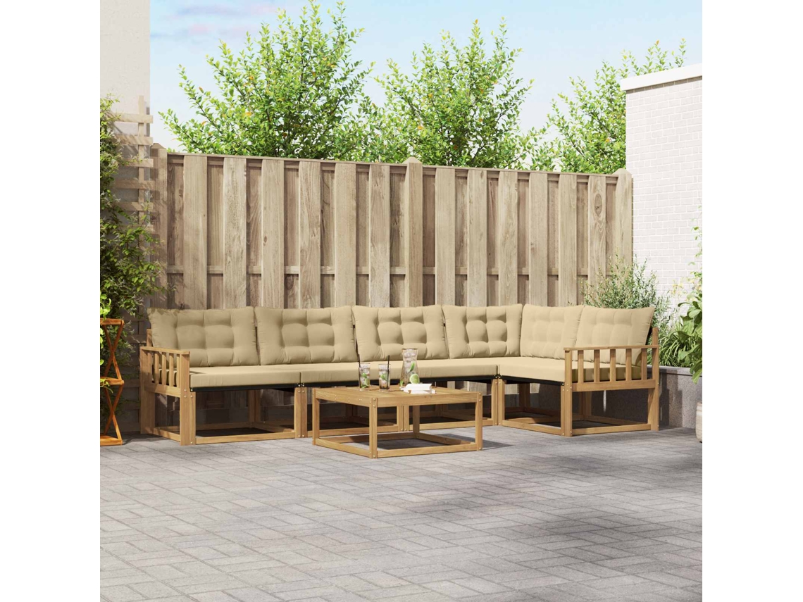 Vidaxl Conjunto De Sofás Para Exterior 6 Pcs Branco E Bege