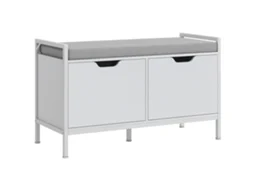 Banco Sapateira Aço, Melamina de Madeira, Poliéster e Espuma Cor Branco 84x35x50 cm Homcom