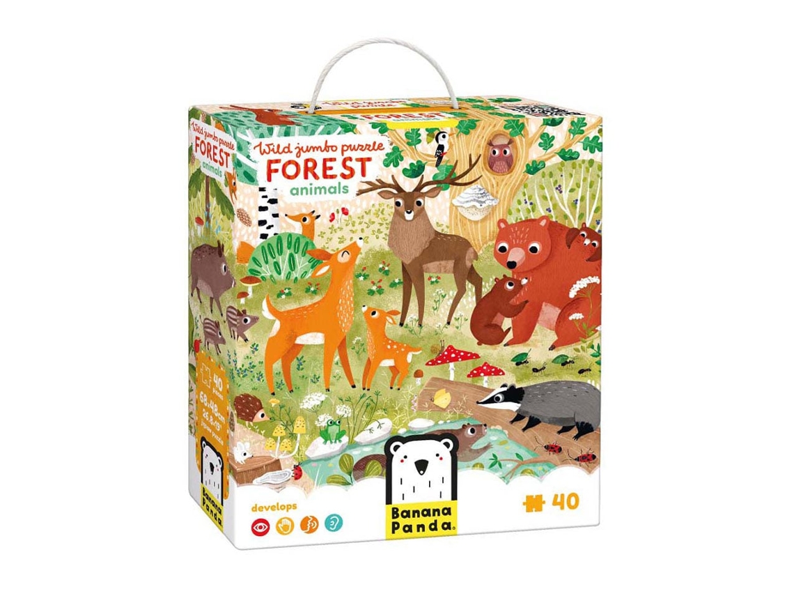 Quebra Cabeça Banana Panda Com Animais Da Floresta Brinquedo Educativo Para Crianças