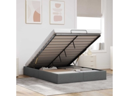 Vidaxl Estrutura De Cama Ottoman Cinzento-escuro 153 X 203 Cm Tecido