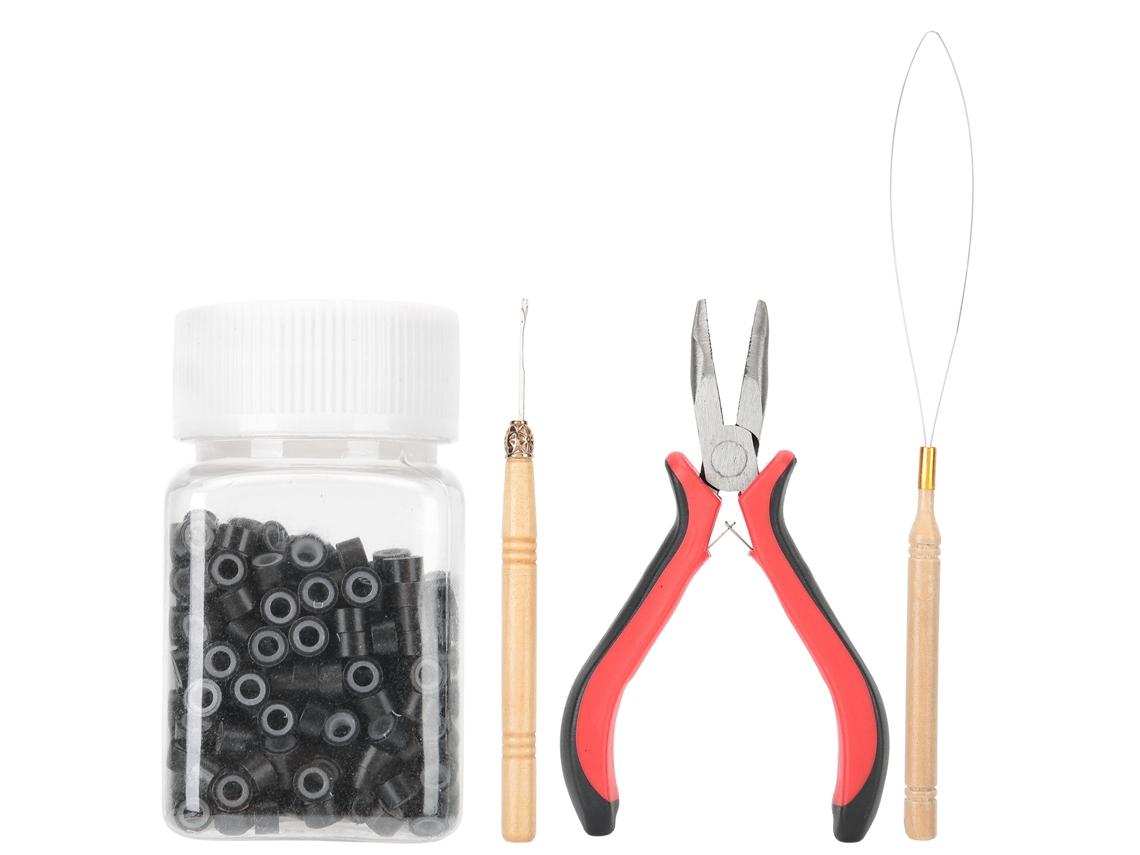 2026 kit de Ferramentas para Extensões de Cabelo de Silicone com 500 Anéis, Pinças e Agulhas