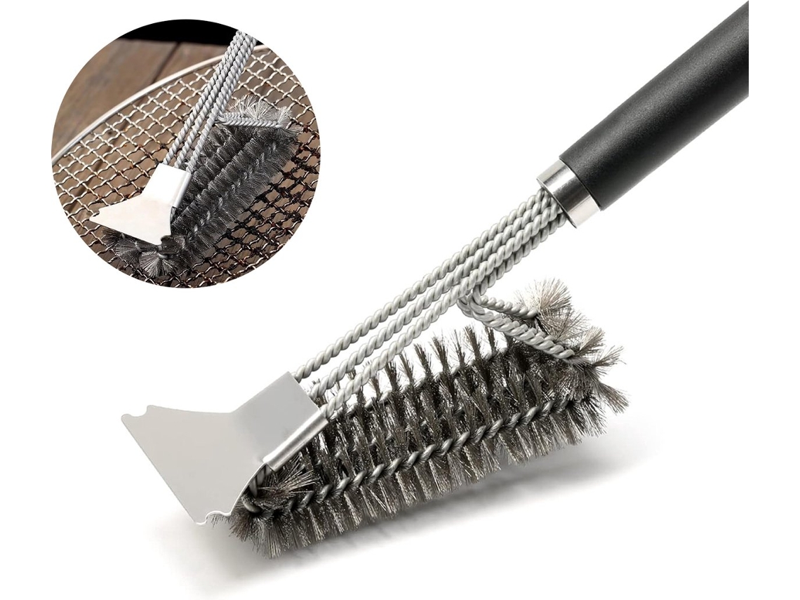 Conjunto de 2 escovas para limpeza de grelha, aço inox, 8 polegadas, vermelha AQUAFORGE