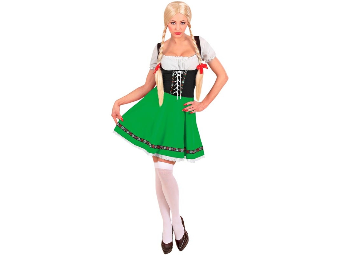 Fato de menina bávara floral preto e verde para mulher