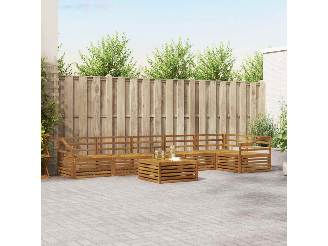 Vidaxl Conjunto De Sofás Para Exterior 7 Pcs Natural