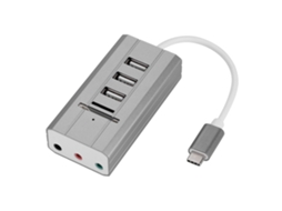 Cartão De Som Usb Externo All In One Hub Leitor De Cartões Adaptador Tipo C Cinza
