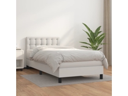 Vidaxl Cama Com Molas/colchão 90x200 Cm Couro Artificial Branco