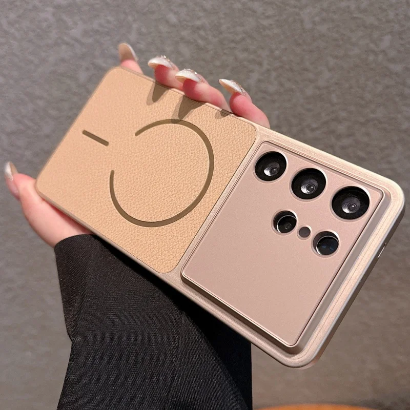 (khaki Galaxy S26) Capa Protetora De Couro Texturizado Rígido, Compatível Com Carregamento Sem Fio.