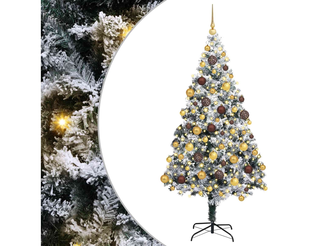 Vidaxl Árvore De Natal Artificial Branco 180 Cm Pvc, Aço E Plástico