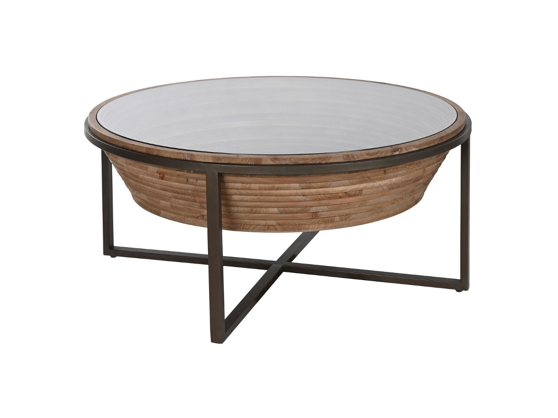 Mesa de Centro de Vidro Esprit Home Madeira de Abeto 102 x 102 x 46 cm