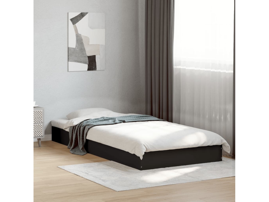 Estrutura De Cama 75x190 Cm Derivados De Madeira Preto