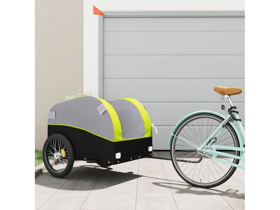 Vidaxl Reboque Para Bicicleta 45 Kg Ferro Preto E Verde