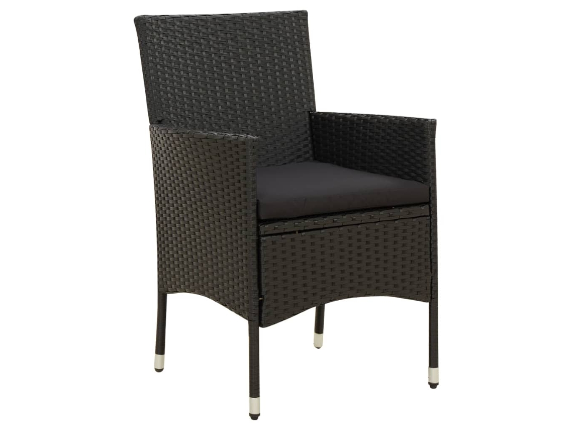 Maison Exclusive - Cadeiras De Jardim Com Almofadões 4 Pcs Vime Pe Preto