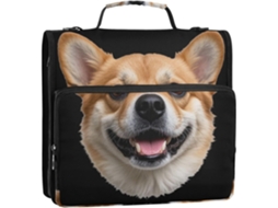 Organizador de Fichário 3 Argolas com Alça para Cães, Marrom 34,5 X 31,5 8,9 Cm Resistente