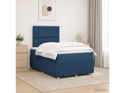 Vidaxl Cama Box Spring Com Colchão Azul 120 X 200 Cm Tecido