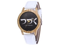 Relógio de Pulso Casual de Quartzo com Pulseira de Vaqueiro Padrão Simples Moderno Branco Unisex