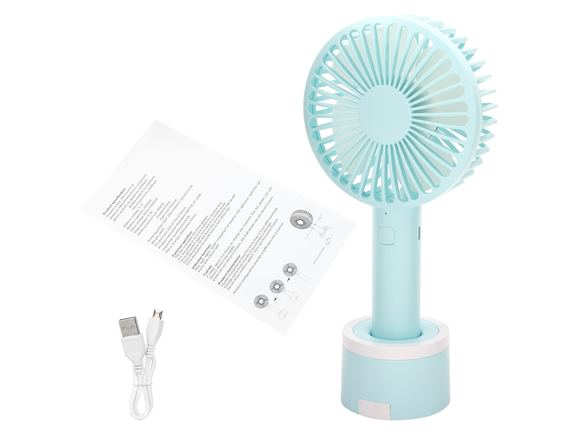 Ventilador Portátil Usb Recarregável Suporte Celular Azul