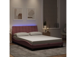 Vidaxl Estrutura De Cama Com Led Sem Colchão Hanko 120x200 Cm Veludo Rosa