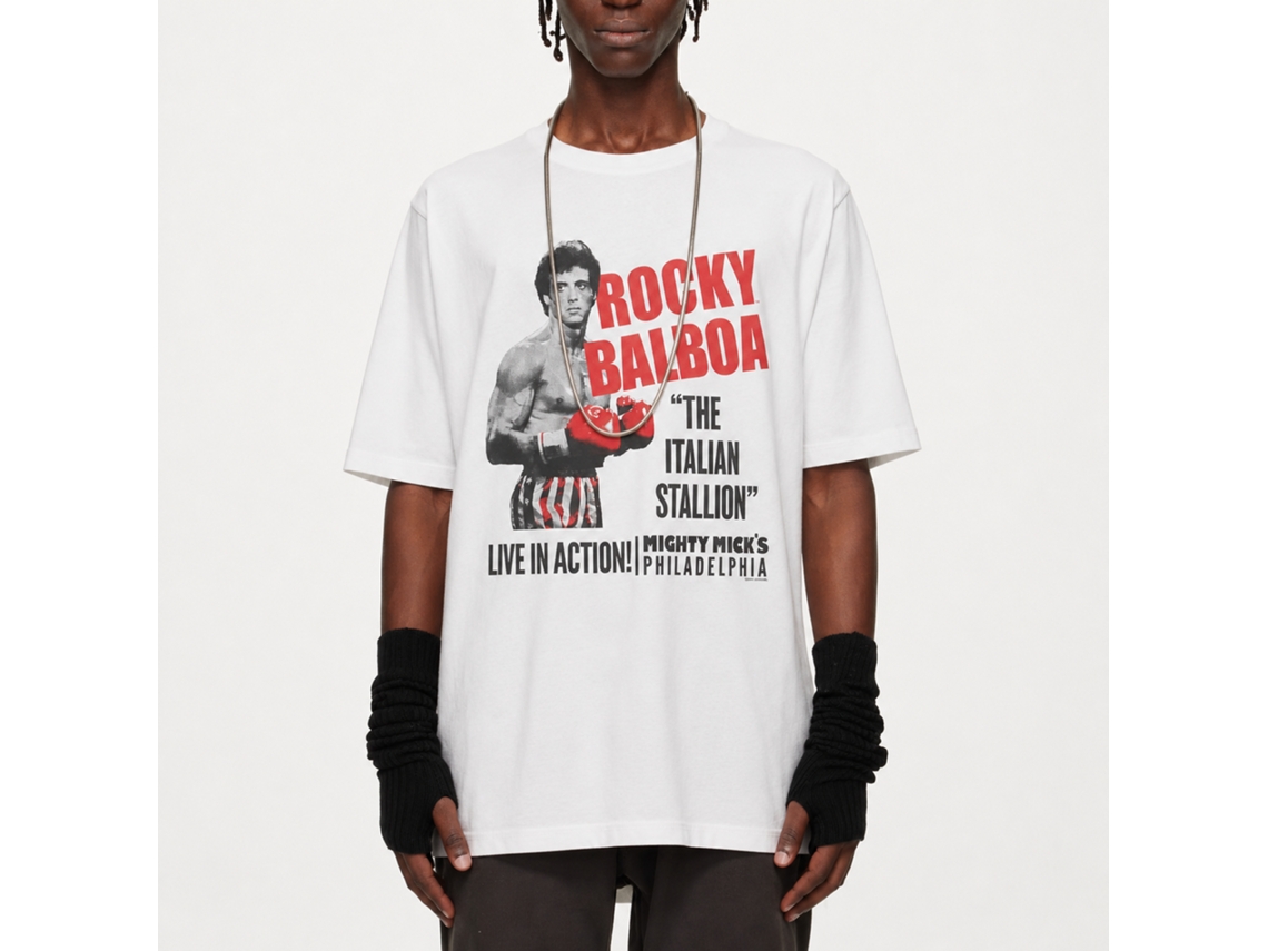 Rockinstone Rocky Movie Duotone Rocky White Adult T-shirt Size:xxl