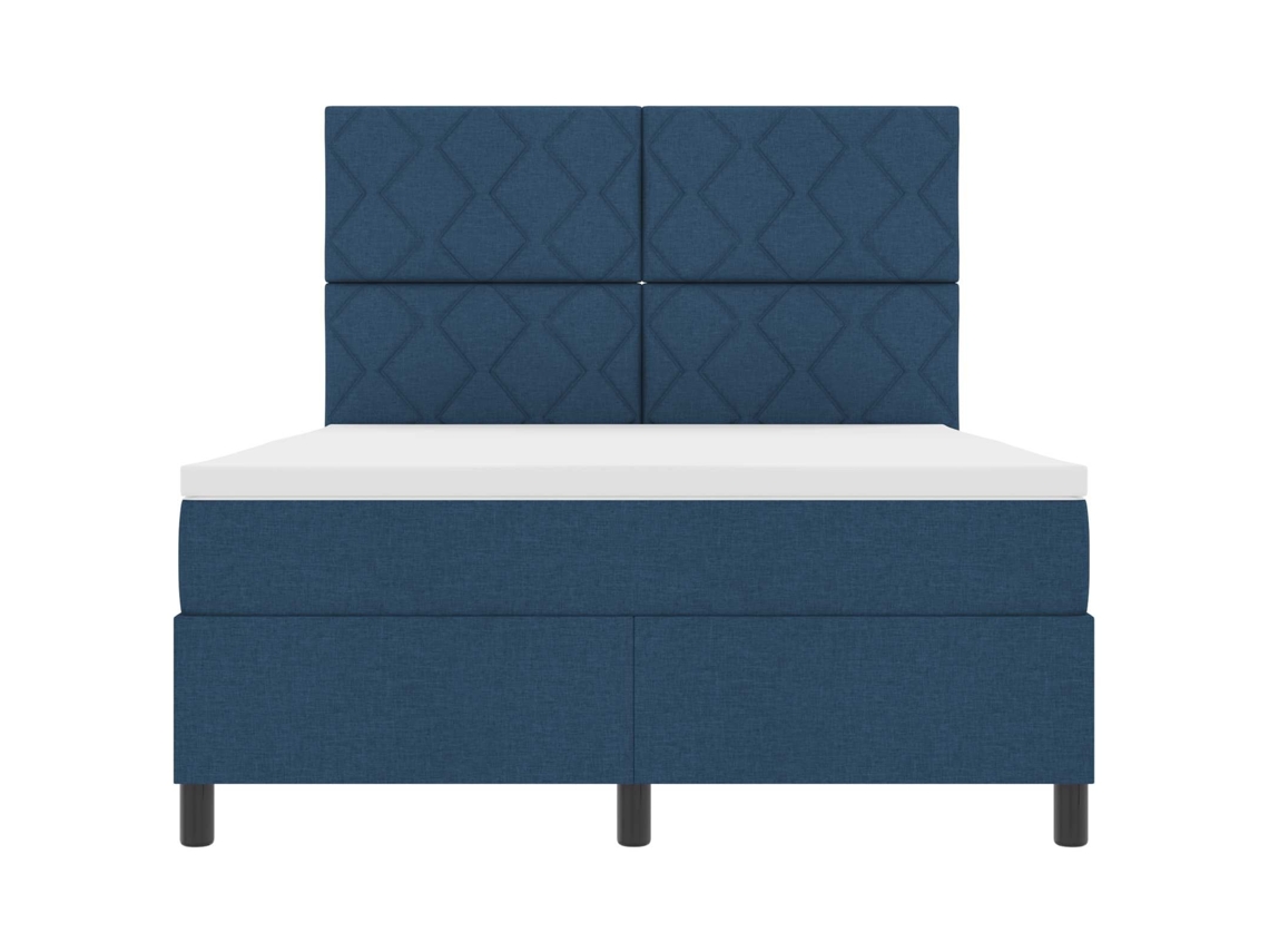 Vidaxl Cama Box Com Fitas Led Com Cabeceira Azul 140 X 200 Cm Tecido