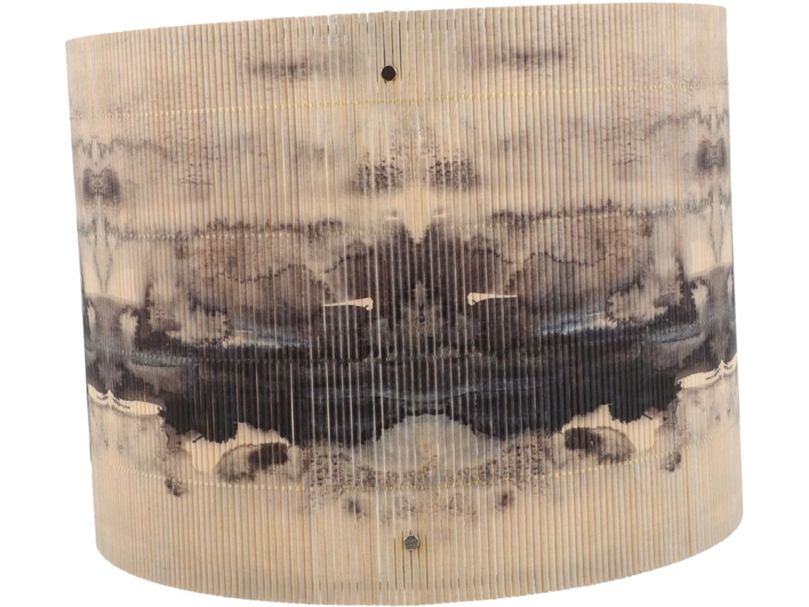 Tambor Rústico Grande Em Bambu Natural Estampado Com Tinta, Compatível Com Luminárias De Mesa Suspensas.