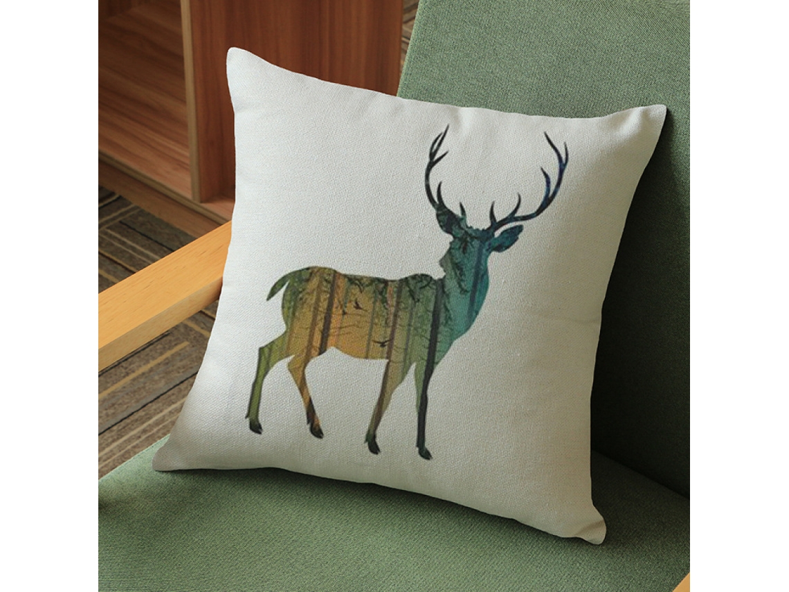 Conjunto De 2 Fronhas Decorativas Para Sofá, Capa De Almofada De Linho E Poliéster Com Estampa De Veado Para Presente, Cama, Carro, Sala De Estar,