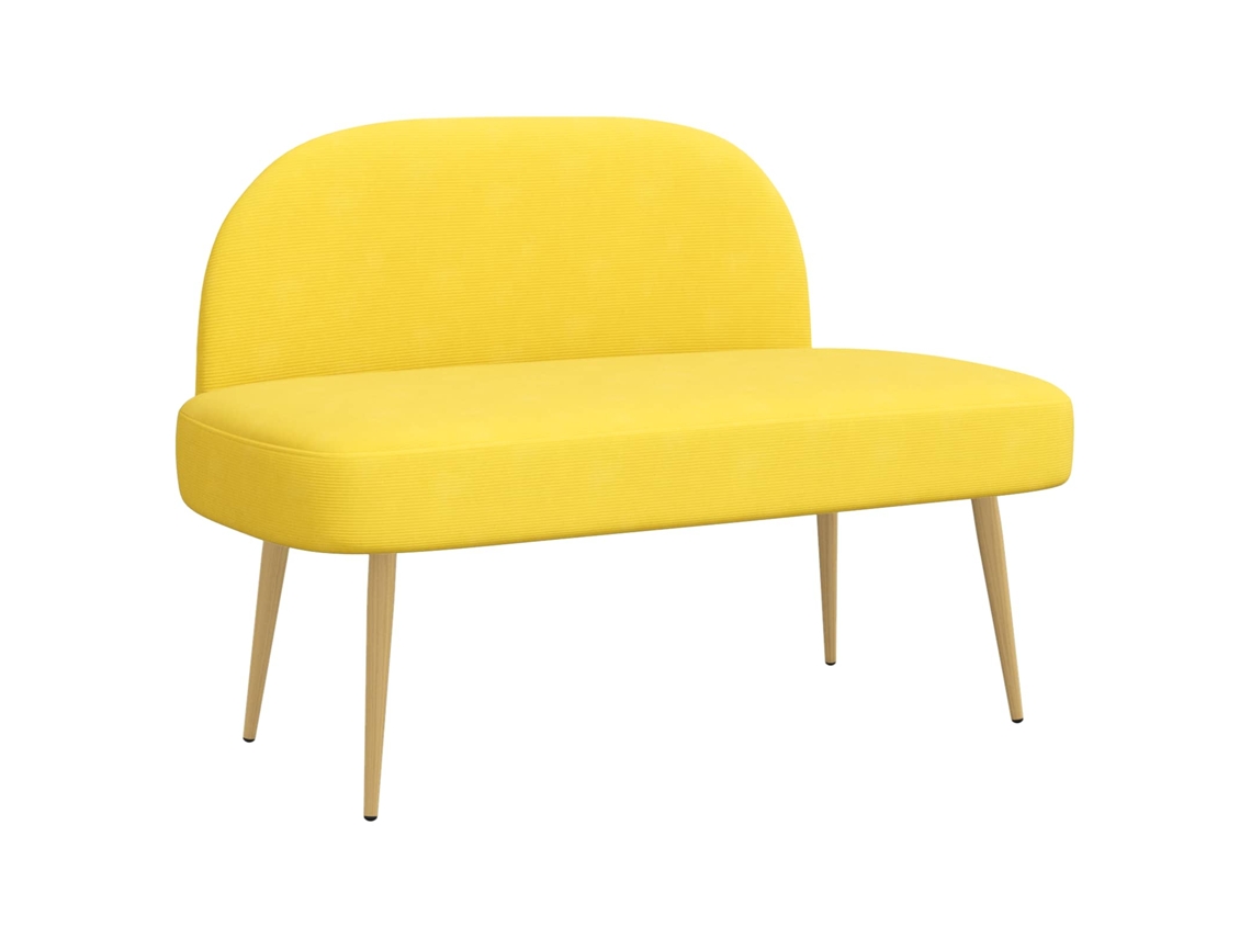 Vidaxl Banco Estofado Com Encosto Amarelo-claro 110 X 60 X 76 Cm
