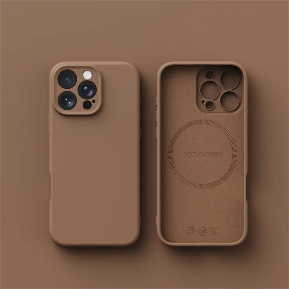 Capa Para Iphone 13 Pro (marrom) Com Carregamento Sem Fio, Feita De Silicone Líquido, Lisa E Com Encaixe Perfeito.