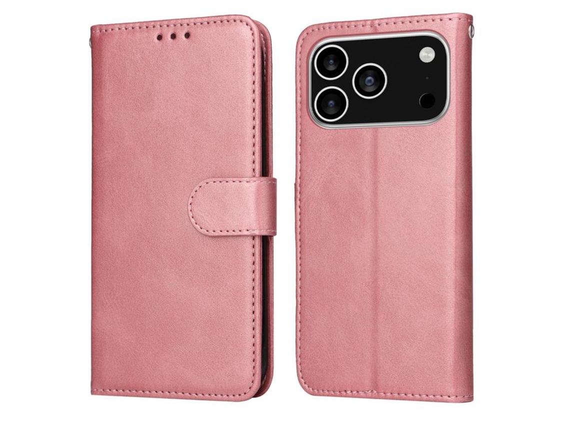 Capa Flip De Couro Para Iphone 17 Pro - Textura De Bezerro Clássica