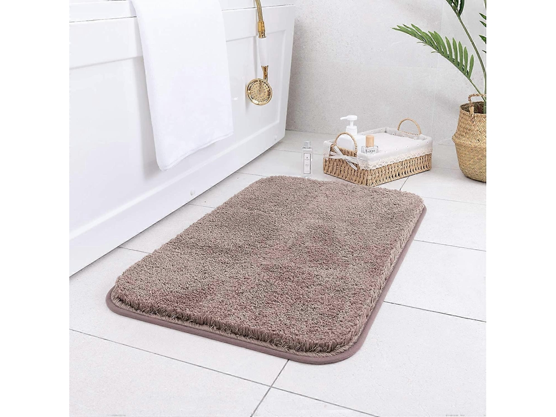 Alfombra De Baño Antideslizante, Súper Absorbente, Microfibra Suave, 16x24 Polegadas, Marrom